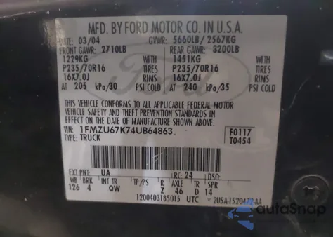 2004 Ford Explorer Sport Trac Adrenalin/Xls/Xlt z USA, uszkodzony, nr VIN 1FMZU67K74UB64863